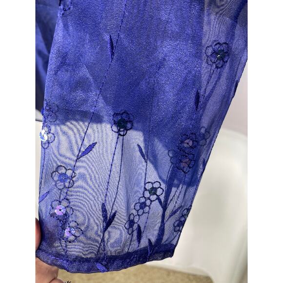 eNite Collection shirt blouse top women's 10 formal semi-formal blue purple - Picture 6 of 16
